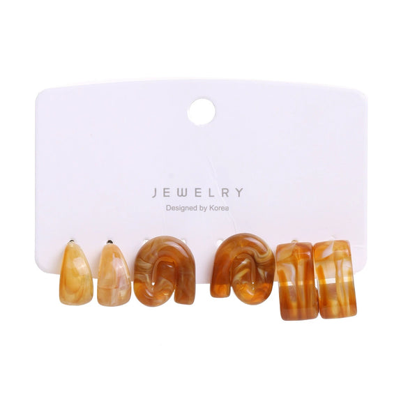 Wholesale Resin And Plastic Geometric Fashion Earrings Set With Epoxy Treatment