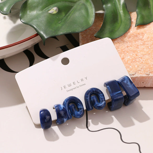 Wholesale Resin And Plastic Geometric Fashion Earrings Set With Epoxy Treatment