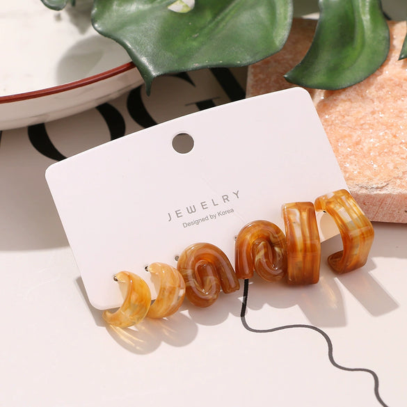 Wholesale Resin And Plastic Geometric Fashion Earrings Set With Epoxy Treatment