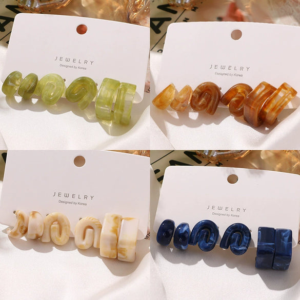 Wholesale Resin And Plastic Geometric Fashion Earrings Set With Epoxy Treatment