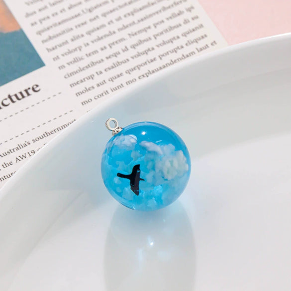 Wholesale Resin And Plastic Natural Style Luminous Blue Sky White Cloud Big Goose Epoxy Necklace Pendant Jewelry