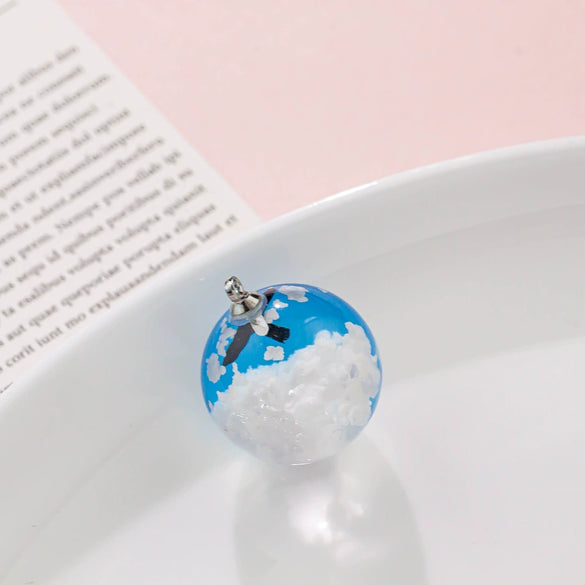 Wholesale Resin And Plastic Natural Style Luminous Blue Sky White Cloud Big Goose Epoxy Necklace Pendant Jewelry