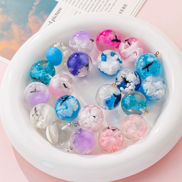 Wholesale Resin And Plastic Natural Style Luminous Blue Sky White Cloud Big Goose Epoxy Necklace Pendant Jewelry