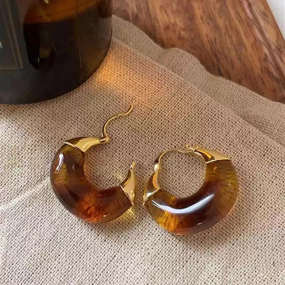 Wholesale Resin And Plastic Retro Ushaped Electroplated Earrings For Women