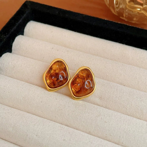 Wholesale Resin And Plastic Retro Ushaped Electroplated Earrings For Women