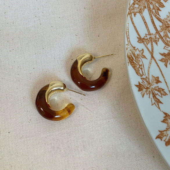 Wholesale Resin And Plastic Retro Ushaped Electroplated Earrings For Women