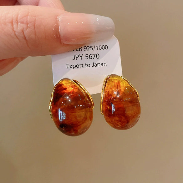 Wholesale Resin And Plastic Retro Ushaped Electroplated Earrings For Women