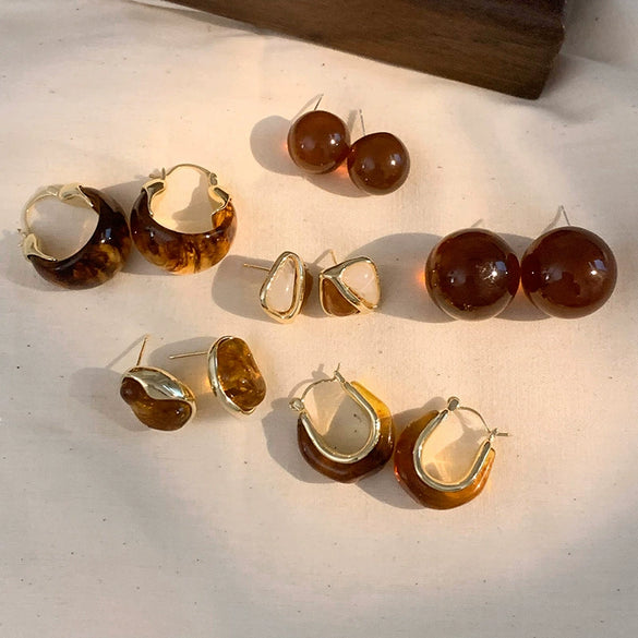 Wholesale Resin And Plastic Retro Ushaped Electroplated Earrings For Women