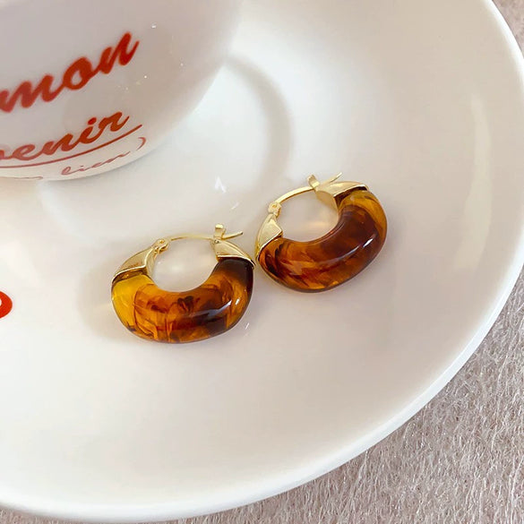 Wholesale Resin And Plastic Retro Ushaped Electroplated Earrings For Women