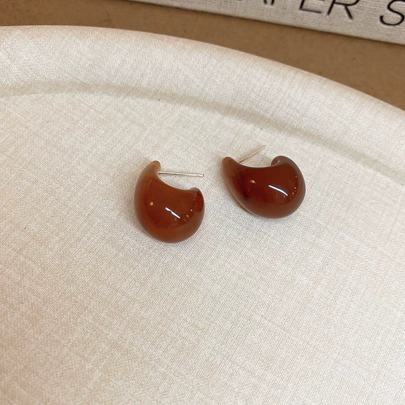 Wholesale Resin And Plastic Retro Ushaped Electroplated Earrings For Women
