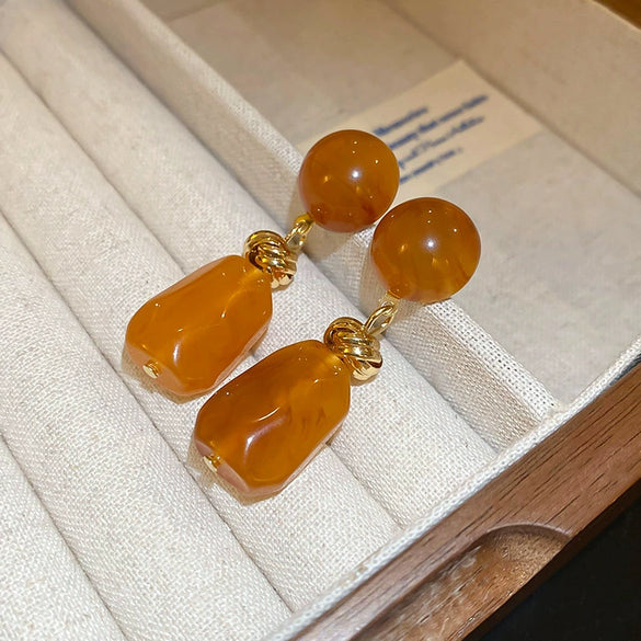 Wholesale Resin And Plastic Retro Ushaped Electroplated Earrings For Women