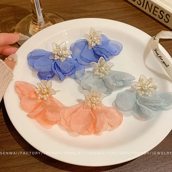 Wholesale Resin Flower Earrings For Women Electroplated Design
