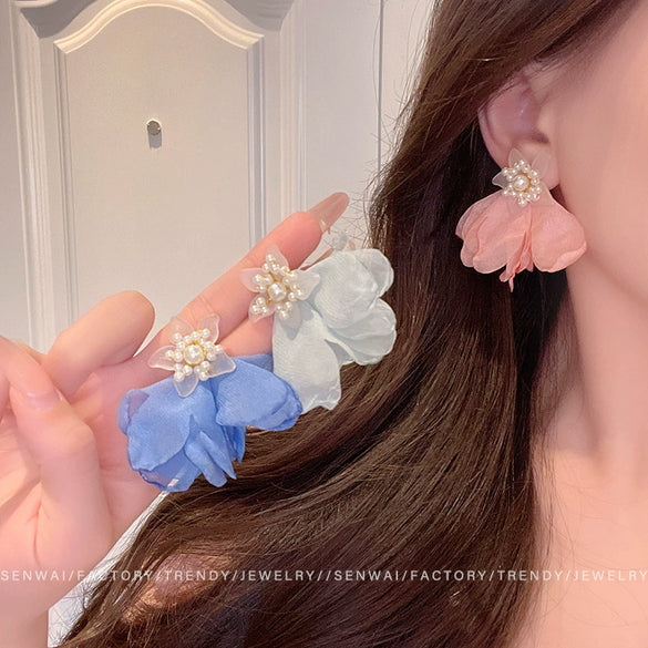 Wholesale Resin Flower Earrings For Women Electroplated Design