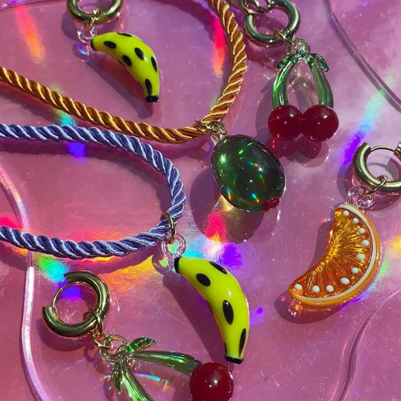 Wholesale Resin Fruit Pattern Female Pendant Necklace With Highstrength Polyester Filament Chain