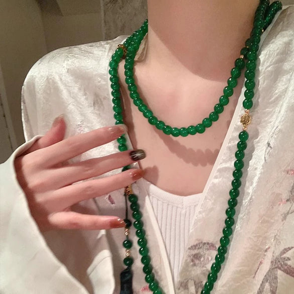 Wholesale Resin Geometric Beaded Necklace For Women Polish Processing Retro Elegant Multiwear Sweater Chain Accessories