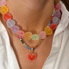 Wholesale Resin Heart Shape Electroplated Women's Jewelry Necklace