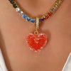 Wholesale Resin Heart Shape Electroplated Women's Jewelry Necklace