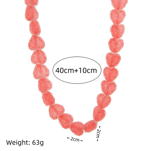 Wholesale Resin Heart Shape Electroplated Women's Jewelry Necklace