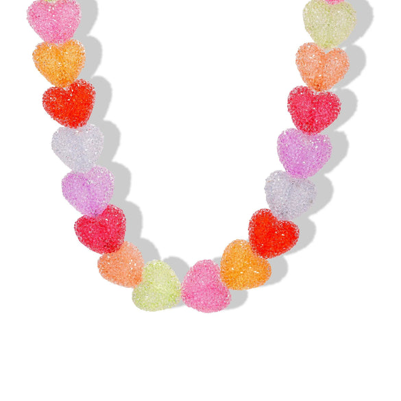 Wholesale Resin Love Heart Shape Necklace With Electroplating Colorful And Cute Design For Women