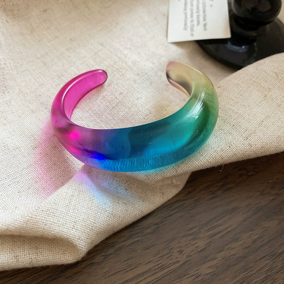 Wholesale Resin Open Bracelet With Irregular Geometric Pattern Handmade Exaggerated Style