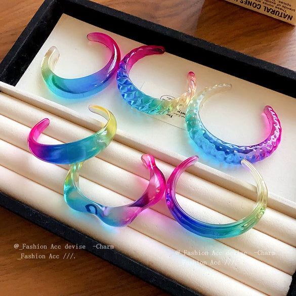 Wholesale Resin Open Bracelet With Irregular Geometric Pattern Handmade Exaggerated Style