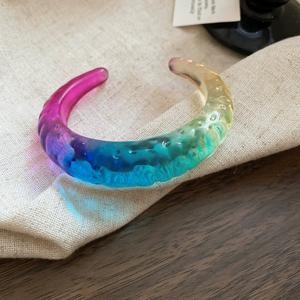 Wholesale Resin Open Bracelet With Irregular Geometric Pattern Handmade Exaggerated Style