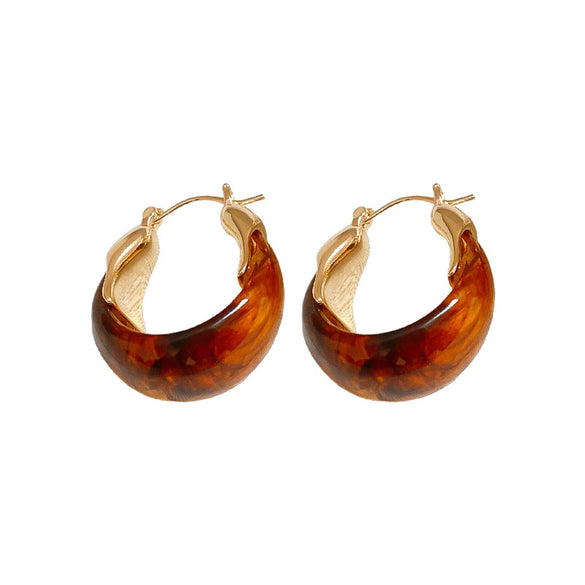 Wholesale Resin U Shaped Ear Buckle Retro Niche All Match Light Luxury Earrings For Women Electroplated