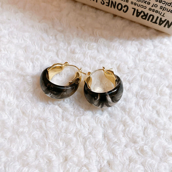Wholesale Resin U Shaped Ear Buckle Retro Niche All Match Light Luxury Earrings For Women Electroplated