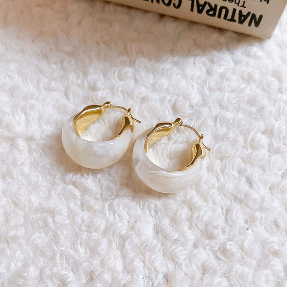 Wholesale Resin U Shaped Ear Buckle Retro Niche All Match Light Luxury Earrings For Women Electroplated