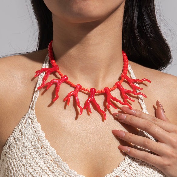 Wholesale Resort Style Acrylic And Resin Bohemian Style Beaded Necklace For Women