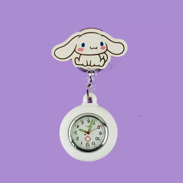 Wholesale Retractable Hanging Nurse Watch Plastic Case Silicone Strap Round Dial Casual Style
