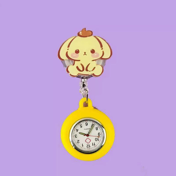 Wholesale Retractable Hanging Nurse Watch Plastic Case Silicone Strap Round Dial Casual Style