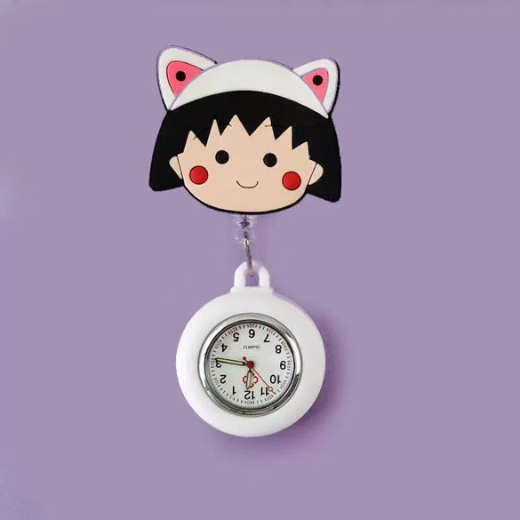 Wholesale Retractable Hanging Nurse Watch Plastic Case Silicone Strap Round Dial Casual Style