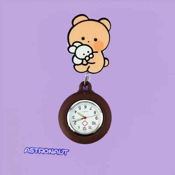 Wholesale Retractable Hanging Nurse Watch Plastic Case Silicone Strap Round Dial Casual Style