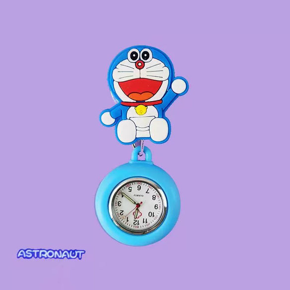 Wholesale Retractable Hanging Nurse Watch Plastic Case Silicone Strap Round Dial Casual Style