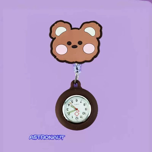 Wholesale Retractable Hanging Nurse Watch Plastic Case Silicone Strap Round Dial Casual Style