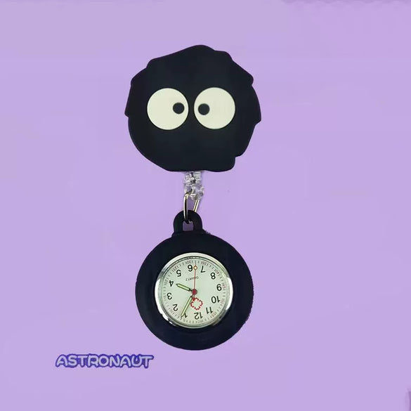 Wholesale Retractable Hanging Nurse Watch Plastic Case Silicone Strap Round Dial Casual Style