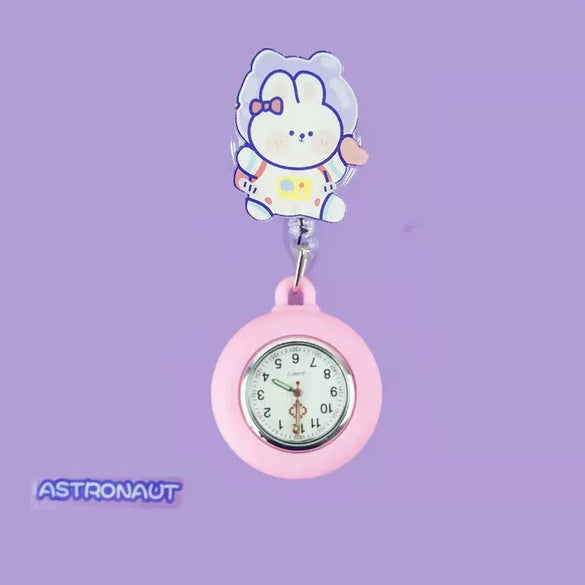 Wholesale Retractable Hanging Nurse Watch Plastic Case Silicone Strap Round Dial Casual Style