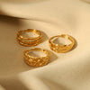 Wholesale Retro Adjustable Women's Stainless Steel Ring With 18K Gold Plated Vacuum Real Gold Electroplating In Pvd Furnace