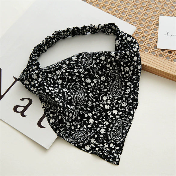 Wholesale Retro Allmatch Closed Toe Triangle Chiffon Headscarf With Elastic Band Geometric Pattern Head Accessory For Women