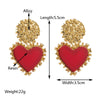 Wholesale Retro Alloy Resin Heart Pendant Microinlay Earrings