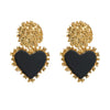 Wholesale Retro Alloy Resin Heart Pendant Microinlay Earrings