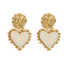 Wholesale Retro Alloy Resin Heart Pendant Microinlay Earrings