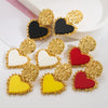 Wholesale Retro Alloy Resin Heart Pendant Microinlay Earrings