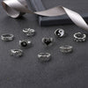 Wholesale Retro Alloy Ring Set With Heart Wings Butterfly Snakeshaped Elements Geometric And Leaf Patterns Electroplated