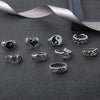 Wholesale Retro Alloy Ring Set With Heart Wings Butterfly Snakeshaped Elements Geometric And Leaf Patterns Electroplated