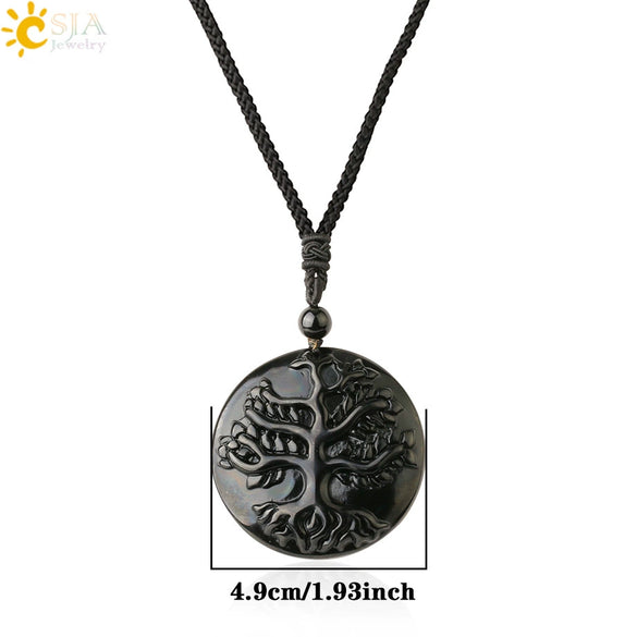 Wholesale Retro Animal Pendant Necklace With Obsidian And Braided Rope Polished