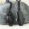 Wholesale Retro Animal Pendant Necklace With Obsidian And Braided Rope Polished