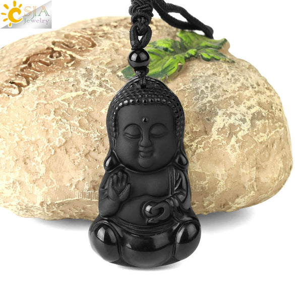 Wholesale Retro Animal Pendant Necklace With Obsidian And Braided Rope Polished