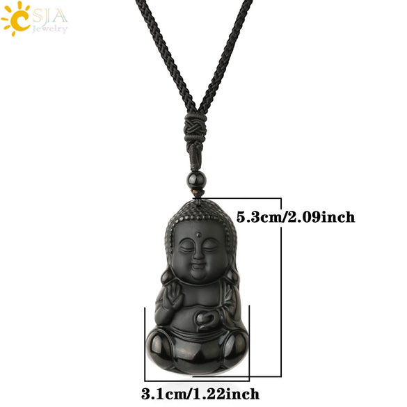 Wholesale Retro Animal Pendant Necklace With Obsidian And Braided Rope Polished